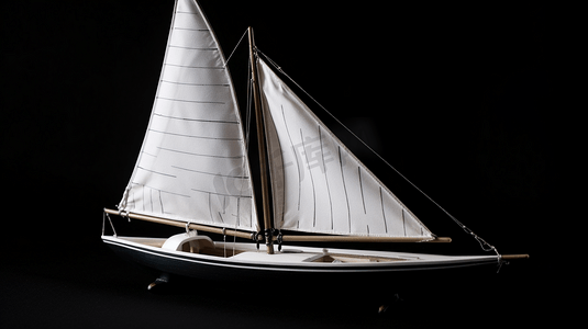 黑白三角帆船比例尺模型