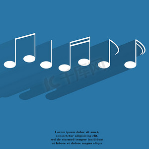 音乐元素笔记 web 图标，平面设计