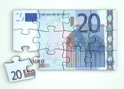 20 欧元纸币拼图 - 顶视图