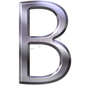 英文字母线稿摄影照片_3D 银色字母 B