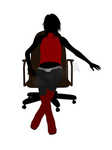 坐在椅子上的女音乐家插图剪影