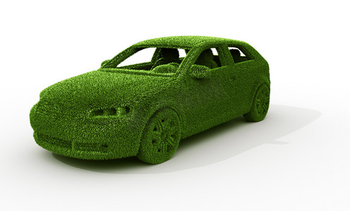 绿氢能源摄影照片_绿草车
