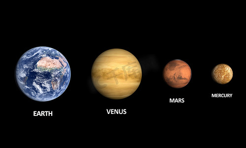 金星太阳系摄影照片_行星地球金星火星和月亮