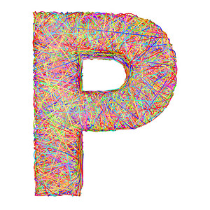 由彩色带状线组成的字母表符号字母 P