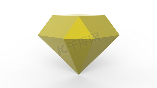 黄色钻石透明宝石水晶 3d 浅蓝色钻石和浅灰色背景上的深色。