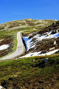 绿化路摄影照片_在山的挪威路风景