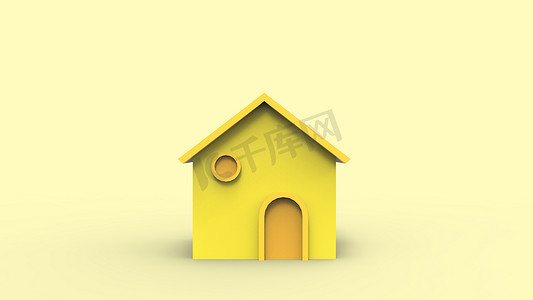 黄色小灯摄影照片_黄色小房子高清，浅橙色背景。