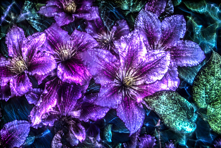 具有高能量 kirlian fie 的春天花朵的 3D 插图