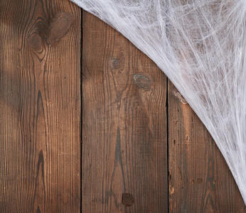 构图一角的白色蜘蛛网，灰色木质 b