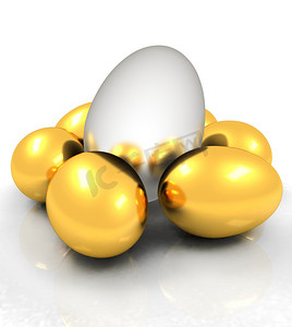 金黑色图标摄影照片_大鸡蛋和金鸡蛋