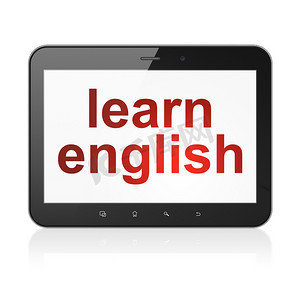 英语培训摄影照片_教育理念： 在平板电脑上学习英语