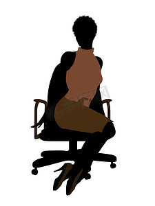 女性非洲裔美国人办公室插图剪影