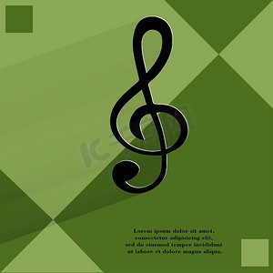 平面几何抽象背景上的音乐元素注释 Web 图标