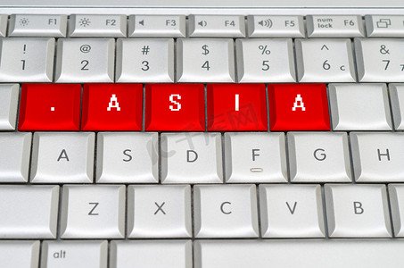 金属键盘上拼写的互联网顶级域名.asia