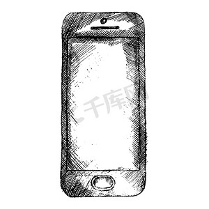 手机手机手绘摄影照片_白色背景下手机正面的手绘草图
