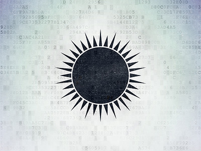 假期概念：数字纸背景上的太阳