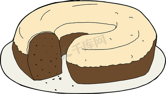 手绘食物面包摄影照片_带糖霜的圆形蛋糕