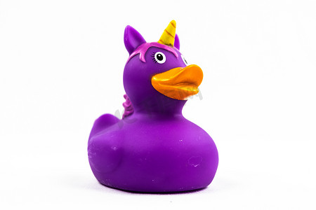白色的紫色独角兽鸭漂浮玩具