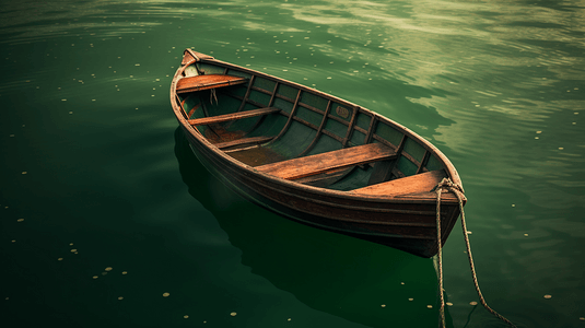 绿水上的棕色小船