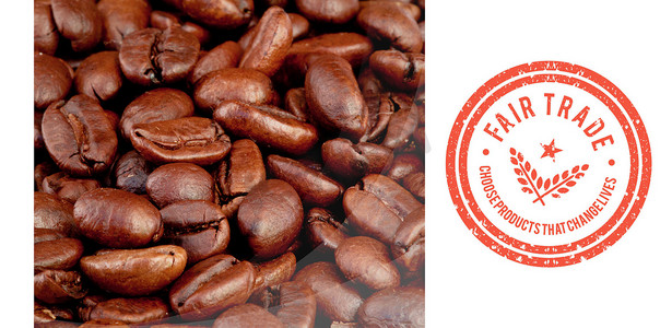 生长的咖啡豆摄影照片_公平贸易图形的合成图像