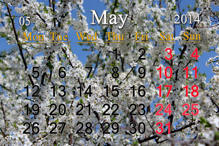 2014 年 5 月的日历