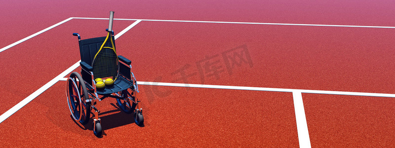 残疾人网球 — 3D 渲染