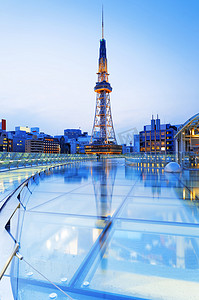 名古屋，日本城市天际线与名古屋塔。