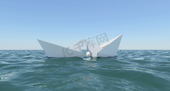纸船沉入水中