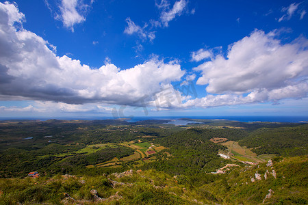 地中海北部摄影照片_从 Pico del Toro 的梅诺卡岛北部鸟瞰图
