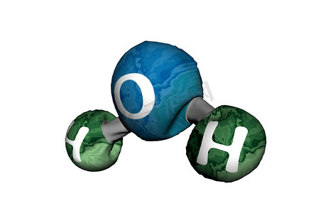 氢分子摄影照片_带原子的水分子模型
