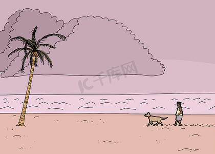 卡通热带季风场景