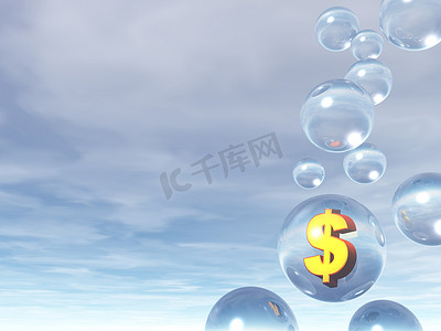出水素果摄影照片_气泡和美元符号