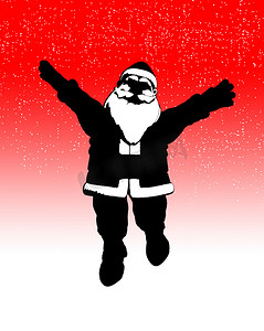 卡通帽子冬天摄影照片_卡通圣诞老人跳跃