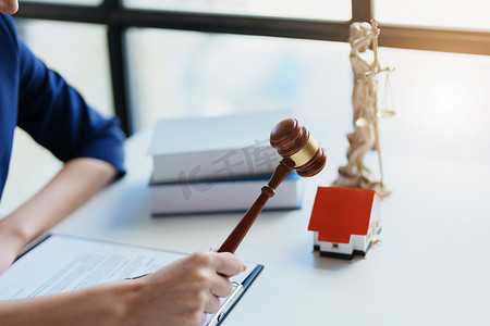 法律、咨询、协议、合同、概念代理人或律师正在法庭上接受客户对家庭和土地事务的投诉。