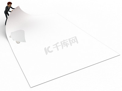 白色立体背景摄影照片_3d 立体人折叠纸概念