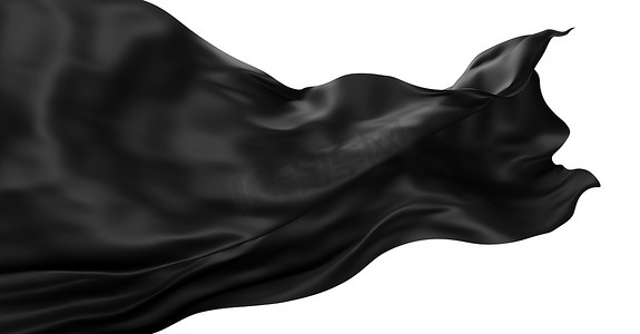 在白色背景 3d 渲染上隔离的黑色织物