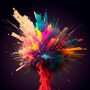 防爆炸小标示摄影照片_明亮颜色的 3d 抽象爆炸