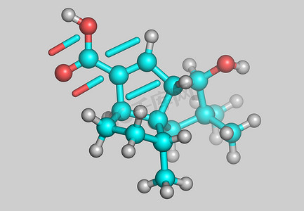 带原子的 Pentalensäure 分子模型