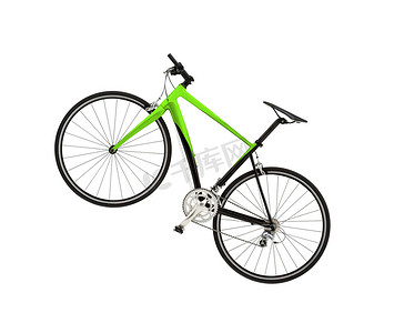 孤立的绿色自行车细节