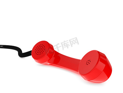 白色背景上的红色复古商务电话听筒