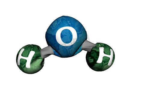 带原子的水分子模型