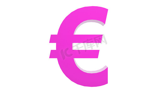 金色的钱标志摄影照片_粉红色的欧元黄金标志图标与白色背景隔离。 