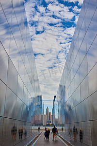 9 11 纪念我们在美国新泽西州失去的人，路过的美国人和纽约市的景色