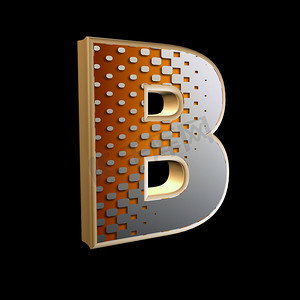 黑色创意B摄影照片_具有现代半色调图案的 3d 抽象字母-B