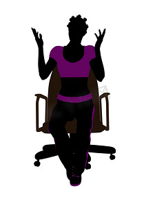 冲击力摄影照片_坐在椅子剪影上的非洲裔美国女性锻炼
