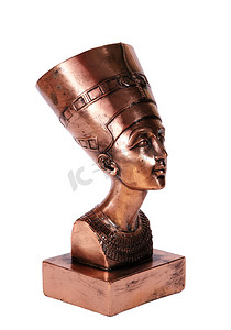 法老背景摄影照片_白色背景的埃及王后纳芙蒂蒂小雕像