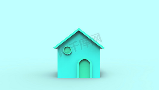 浅蓝色背景的小天蓝色房子HD。