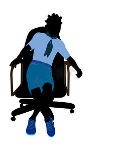 坐在椅子上的非洲裔美国女童子军插画剪影