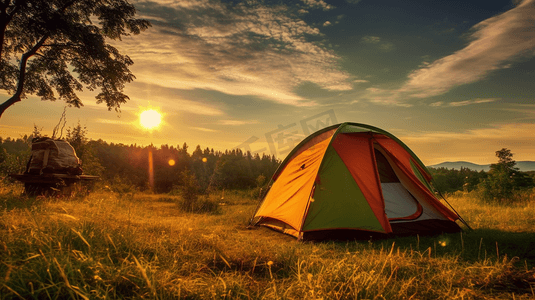 彩色夏季露营帐篷