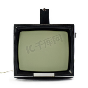 电视机天线摄影照片_老式便携式电视机